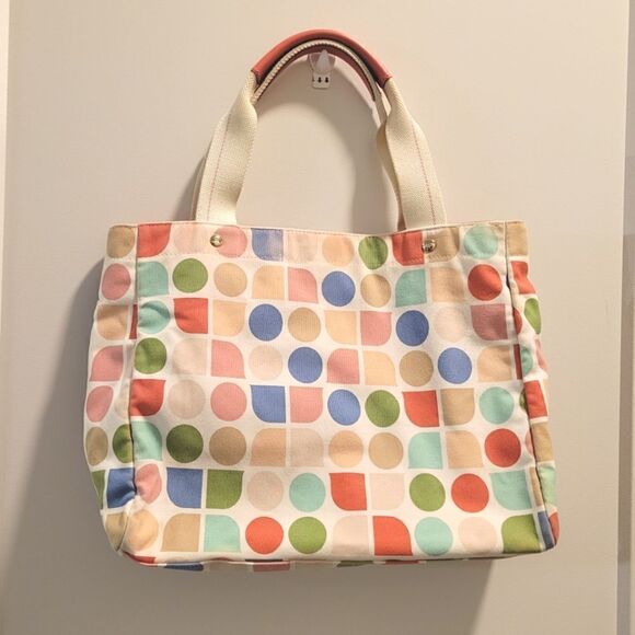 Kate Spade Pastel Geometric Dot Canvas Handbag Tote - Picture 1 of 13